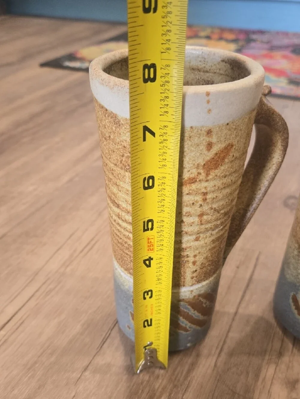 Handmade Stoneware Tall Mugs in Golden Brown and Gray (Set of 2)